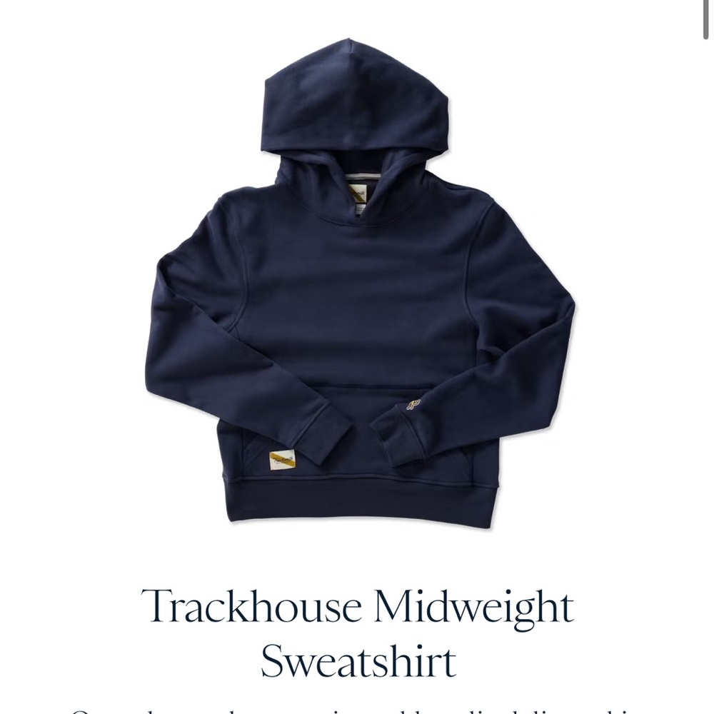 Tracksmith Trackhouse Hoodie in Night Navy Recovery Sweatshirt, women’s XS